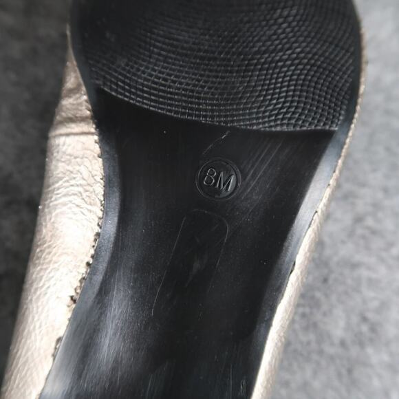 Madeline Stuart Shoes Women 8 Flats Slip On Peep Toe Metallic Loafer Gray Quincy - Picture 13 of 13